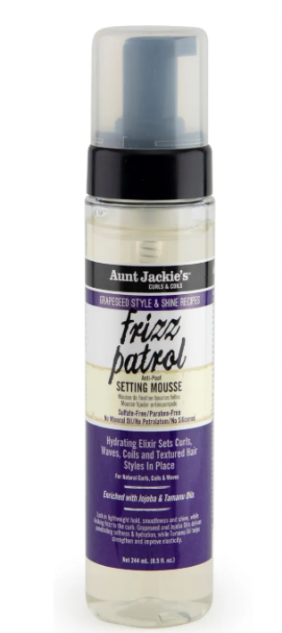 Aunt Jackie's Grapeseed Frizz Patrol Anti-Poof Twist & Curl Setting Mousse - 8.5 fl oz